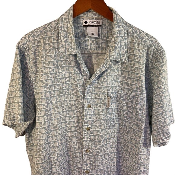 Columbia Men's Button Down Cotton Shirt Size Medium Tropical Print Short Sleeve - Picture 7 of 10